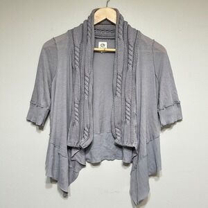 Anthropologie Tiny‎ Brand Open Cardigan Cable Knit Top Womens S Gray Boho Chic